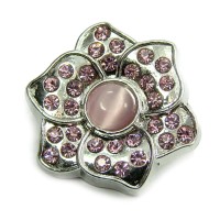 Click-Systemknopf / Button mit Strass "lilac waterlily"