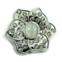 Click-Systemknopf / Button mit Strass "white waterlily"