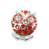 Click-Systemknopf / Eule mit Strass 'red whoo owl'