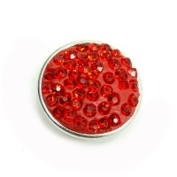 Click-Systemknopf mit Acryl u. Strass "red bling"
