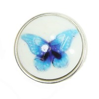 Click-Systemknopf mit Acrylstein  "blue butterfly"