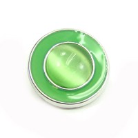 Click-Systemknopf mit Emaille und Katzenaugen-Quarz "green ufo"