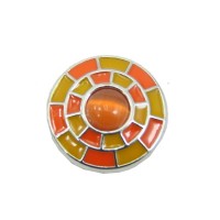 Click-Systemknopf mit Emaille und Katzenaugen-Quarz "orange disc"