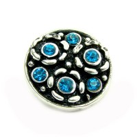 Click-Systemknopf mit Strass "turquoise circles"