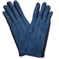 Damen Handschuhe in Wildlederoptik marine