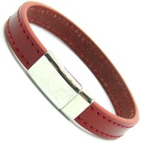 Echtes Lederarmband mit Magnetverschluss 'red leather brace'