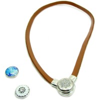 leather button - Halskette für  ...