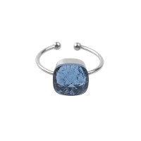 Edelstahlring mit einem Kristal 'blue - Lys'