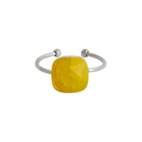 Edelstahlring mit einem Kristal 'yellow - Lys'
