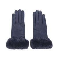 Elegante Handschuhe mit Kunstfell `blue - Kayah'