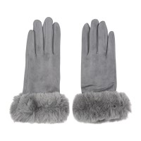 Elegante Handschuhe mit Kunstfell `grey - Kayah'