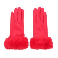 Elegante Handschuhe mit Kunstfell 'red'