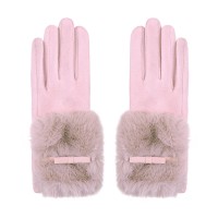 Elegante Handschuhe mit Kunstfell 'rose -furry bow'