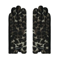 Elegante Handschuhe mit Leodruck braun 'leo madness'