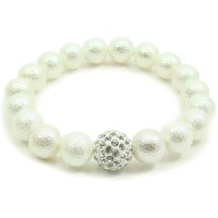 Elegantes Glassperlenarmband "White - coarse Pearl"