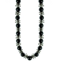 Exclusive Perlenkette mit Strass "Black Round"