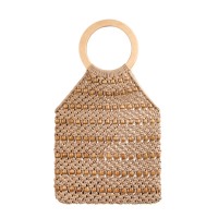 Handgearbeitete Baumwolltasche mit Holzperlen 'beige - Jimbaran'