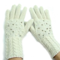 Handschuhe mit Perlen & Strass "creme spangled night"