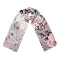 Herbstlicher Lang Schal mit Rosendruck 'dusky pink - autumn rose'