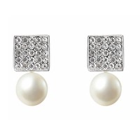 Klassische Perlenohrringe mit Strass 'diamonds and pearl'