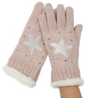 Kuschelweiche Handschuhe 'dusky pink - funky star'