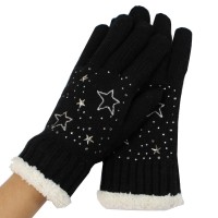 Kuschelweiche Handschuhe / Gloves 'black - stars `n studs'