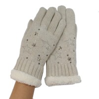 Kuschelweiche Handschuhe / Gloves 'creme - stars `n studs'