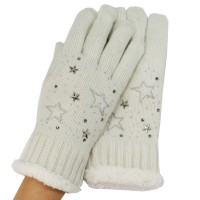 Kuschelweiche Handschuhe / Gloves 'off white - stars `n studs'