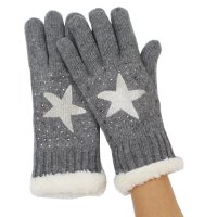 Kuschelweiche Handschuhe 'grey - funky star'