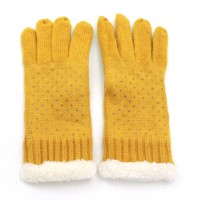 Kuschelweiche Handschuhe mit Strass senf 'lampeggio'