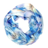 Leichter Loop / Rundschal mit Blumen Druck blau