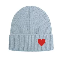 Mütze Beanie unifarben mit Herz hellblau 'red heart'