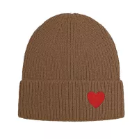 Mütze Beanie unifarben mit Herz khaki 'red heart'