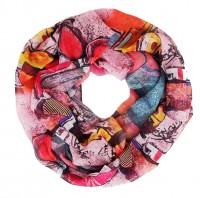 Rundschal / Loop mit Seidenanteil rosa 'Abstract'
