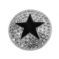 Stern Magnetbrosche mit Strass 'silver - blackstar'