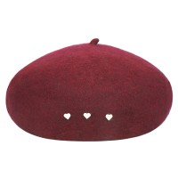 Trendige Baskenmütze / Hut aus Wolle 'burgundy - Paris in Love'