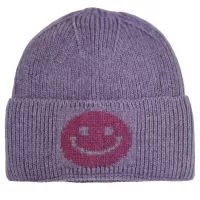 Trendige Strickmütze mit einem Smile violett