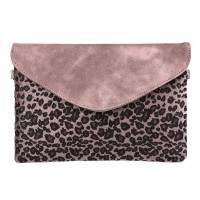 Umhängetasche / Clutch aus Kunstfell 'dusky pink - leopards matter'
