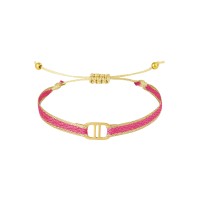 Verstellbares Stoffarmband mit Golddetail pink 'good life'
