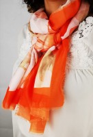 Weicher, sommerlicher Schal mit Seidenanteil orange `Etolie`
