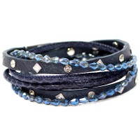 Wickelarmband mit Glasperlen 'blue - square glass bead'